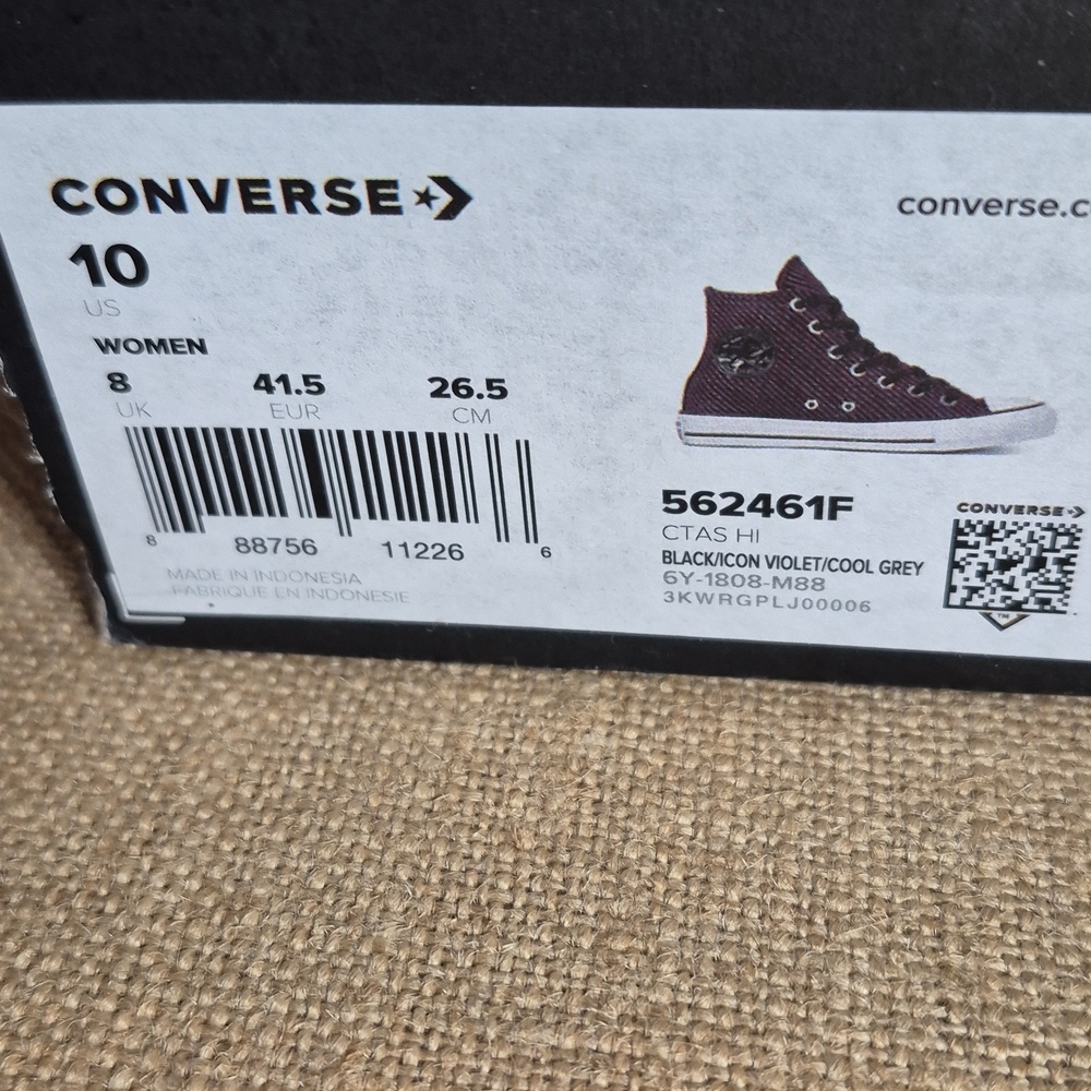 Converse Chuck Taylor All Star HI •Womens 10•Black-Icon Violet-Cool Grey - Picture 10 of 10
